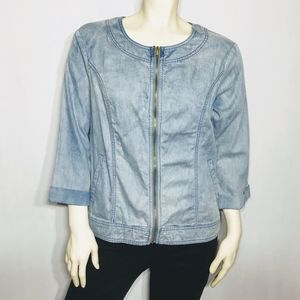 Kut from the Kloth Chambray Zip up Denim Shirt